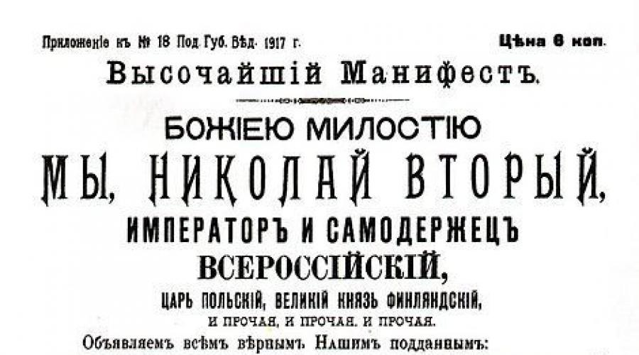 Время отречения николая 2. Как Николай II отрёкся от престола