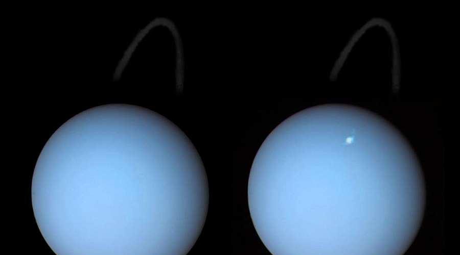 Cartoon-Planet Uranus.  Uranus ist der kälteste Planet