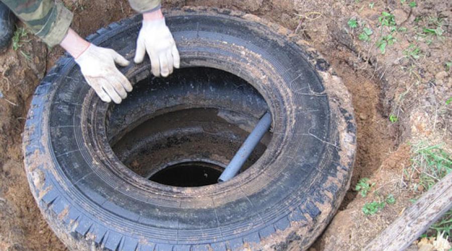 Wie man mit eigenen Händen einen Abfluss aus Reifen herstellt.  Reifen-Senkgrube zum Selbermachen – eine wirtschaftliche Option für ländliches Abwasser