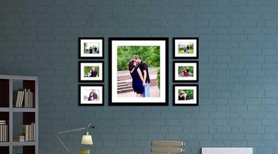 Beispiele für die Platzierung von Fotos an der Wand mit Maßangaben.  Fotos an der Wand – Platzierung in der Innenarchitektur (100 Ideen)