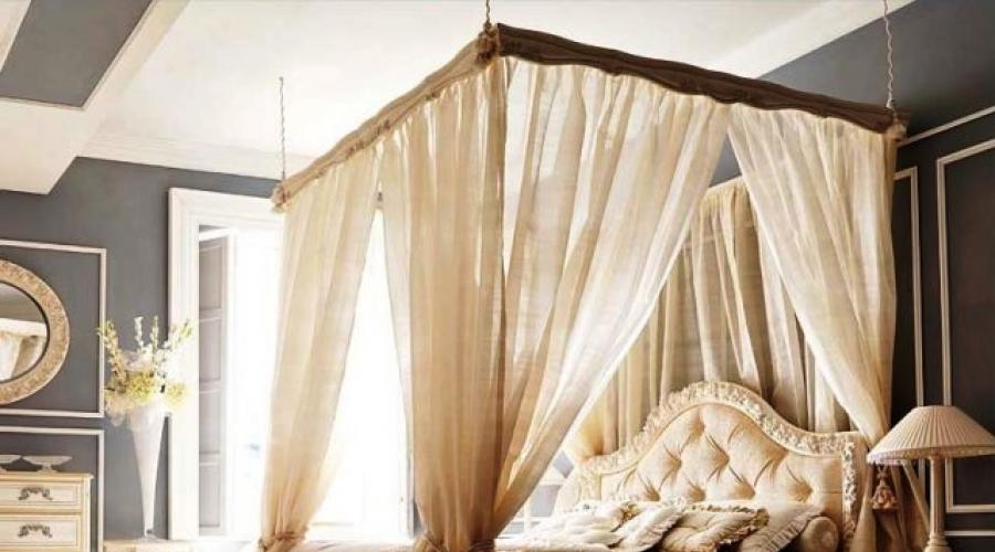 Как украсить над кроватью балдахин. Кровать с балдахином — романтический и комфортный дизайн спальни (78 фото)