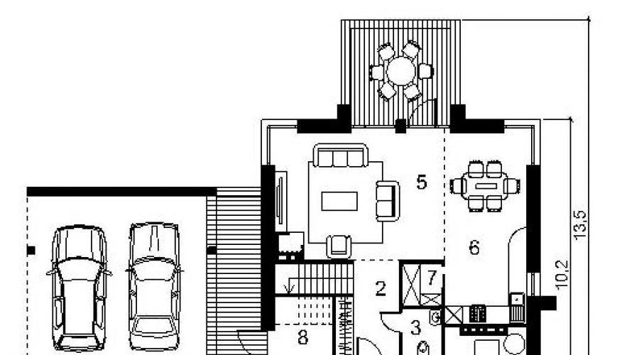 Case cu două etaje cu baldachin.  Proiecte de case cu carport