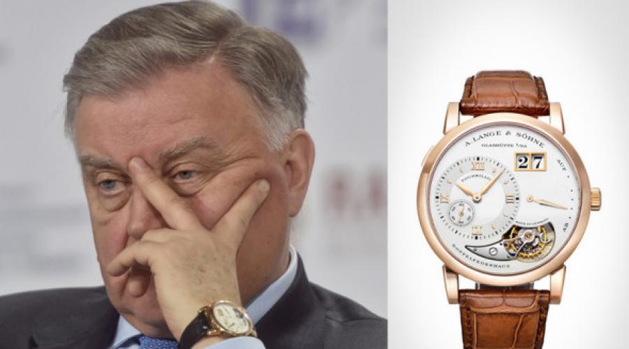 Quelles montres portent Medvedev, Loujkov, Abramovich, Vekselberg, George Bush, Poutine, Gref, Fradkov, Ernst, Shokhin et bien d'autres.  Les montres les plus chères Quelle montre Abramovich porte-t-il ?