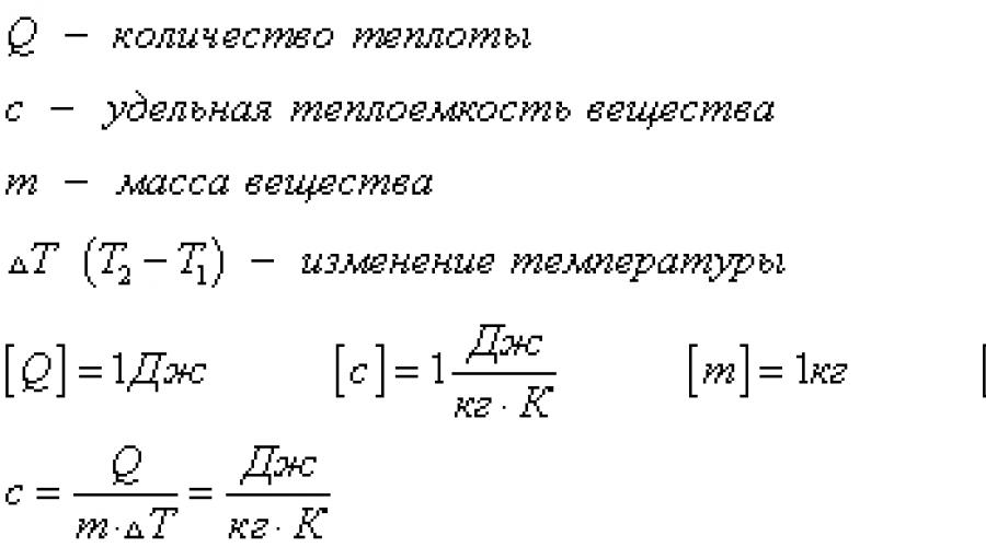 Формула дж кг c. Удельная теплоемкость формула. Формула для нахождения Удельной теплоемкости вещества. Формула нахождения Удельной теплоёмкости. Удельная тепло ёмкость вещества формула.