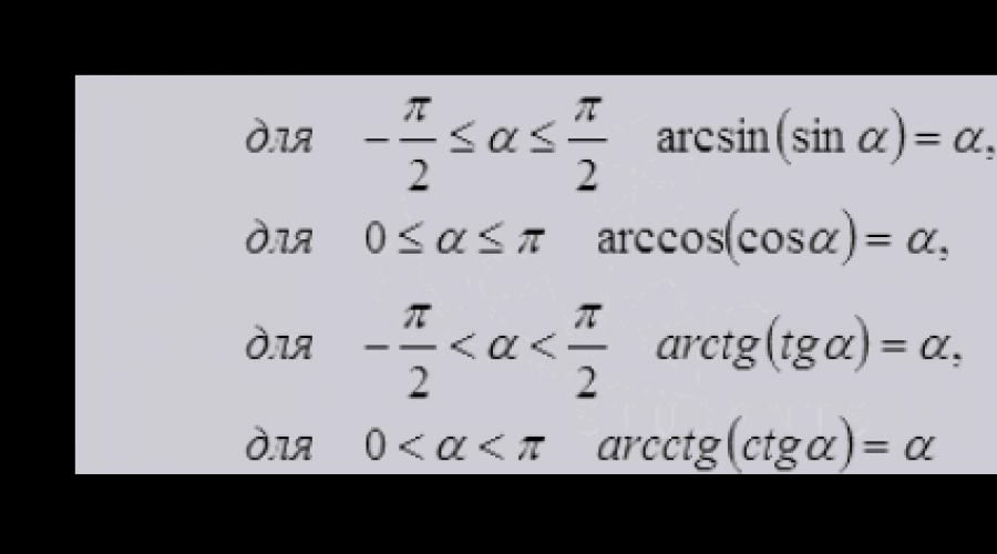 Arc cosinus de la formule du cosinus.  Exprimons à travers toutes les fonctions trigonométriques inverses